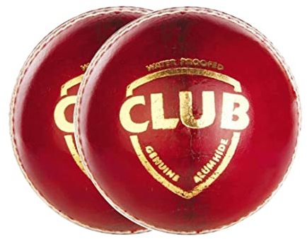 SG Club Cricket Ball | Red | Water-Resistant Leather Ball | Suitable for Practice Game | Tournament Game Cork