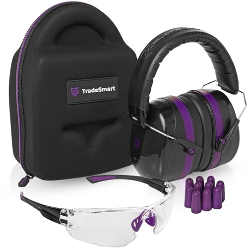 TRADESMART Shooting Gehörschutz Ohrenschützer Brille Ohrstöpsel Schutzhülle Lila Multi Fit