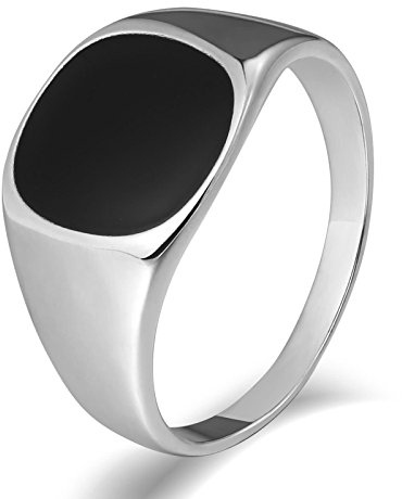 KnSam Herren Ring, Ring Edelstahl Titan Rund Aus Edelstahl Siegelring Für Herren Männer Mit Zirkonia Silber Ring Mit Kostenlos Gravur