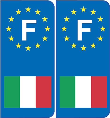 Bearn F Europe Drapeau Italie Angle Droit Autocollant Plaque immatriculation Auto Voiture Sticker, Couleur : Bleu, Angle : Arrondi