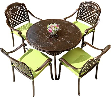 Gartengarnitur Runder Tisch Und 4 Stühle Aus Aluminiumguss Für Die Außenterrasse, Geeignet Für Garten/Hof, Wasserfester Allwetter-Sonnenschutz (Size : 100x73cm)