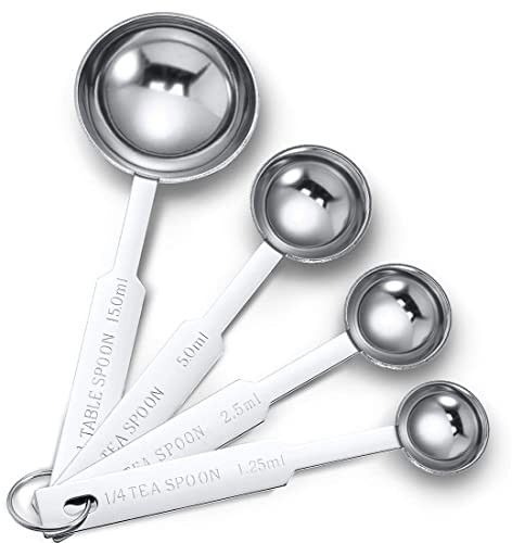 YATEICBC 4 Pezzi Cucchiaio Dosatore in Acciaio Inossidabile Set Cucchiaio Misurazione Cucchiaio Dosatore in Metallo Inox per Ingredienti Liquidi e Secchi, Cucina, Cottura al Forno