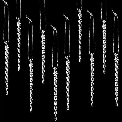 50 Pcs Tree Icicles for Christmas Plastic Xmas Ornaments Twisted Christmas Tree Icicle Hanging Decoration for Winter Holiday Xmas Party Wedding(5.12 Inch,Clear)