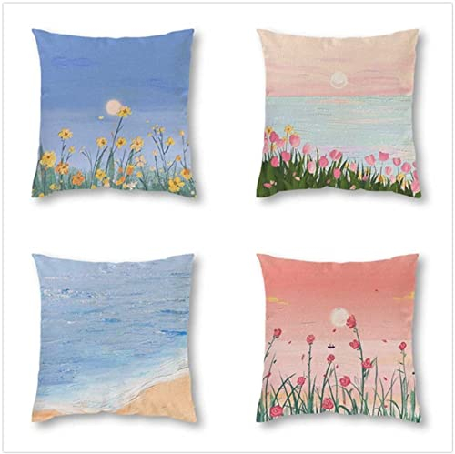 Tinnoon Kissenbezug 35x35cm 4er SetBoho Wohnzimmer Outdoor Deko, Schlafzimmer Zimmer Dekor Kissenhülle Kissenbezüge mit Verstecktem Reißverschluss, Couchkissen, Sofakissen Weinachten Anime-Himmel