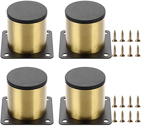 SUMTree 4 Stück 5cm Möbelfüße aus Edelstahl Schrankfüße Beine für Stühle Tisch Schrank Schreibtisch Sofa Möbelbeine mit Schrauben Einfachen Montage Runde(Golden)