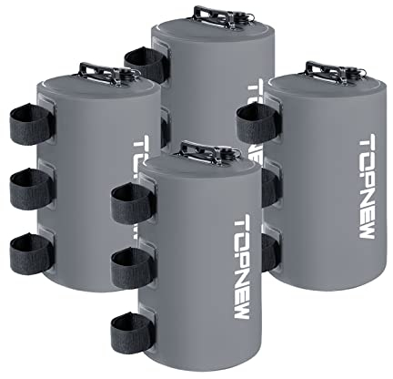TOPNEW Wassergewichtssack, 4 Stück, 59,9 kg, Wasserzelt-Gewichte, Set mit 4 Beingewichten für Pop-Up-Baldachin, Vordächer, Zelt, Pavillon, Grau