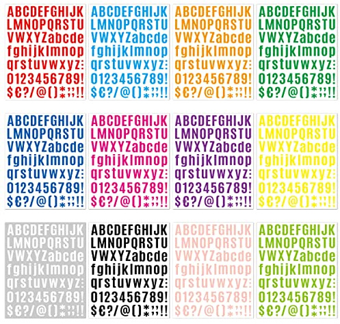 ZOOMPIL Selbstklebende Alphabet Aufkleber, 12 Blätter Nummern Alphabet Aufkleber, Farbe Buchstaben Stickers Für DIY Material für Grußkarten Scrapbooking Blatt