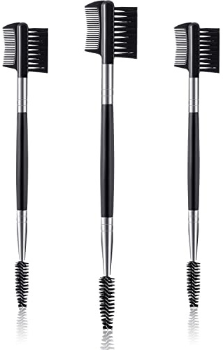 3PCS Cepillo para Cejas Duo de Doble Cara, YiXuTag Peine de Pestañas,Herramienta de Maquillaje, Peine de Cejas y Pestañas