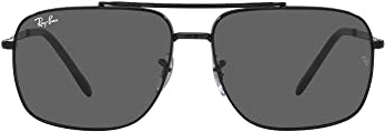 Ray-Ban Unisex RB3796 Square Sunglasses, Black/Dark Grey, 59 mm
