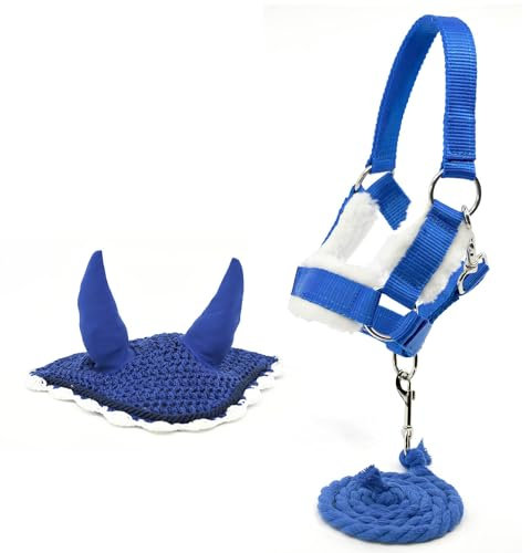 Blaue Insektenschutzkappe und Halfter mit Leine für Hobby Horse und Hobby Horse