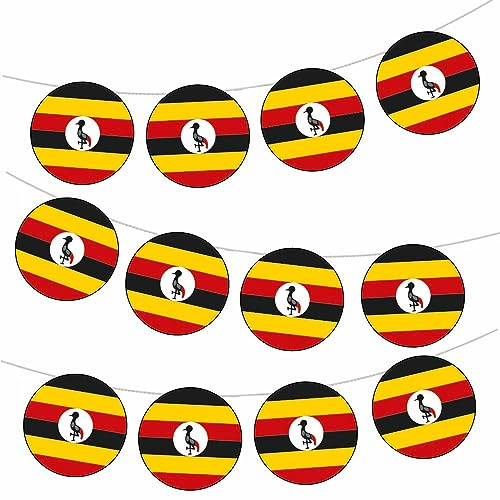 AK Giftshop Ugandan Uganda Flag Bunting Party Decorations Flags - 12pcs / 2.5m Ribbon