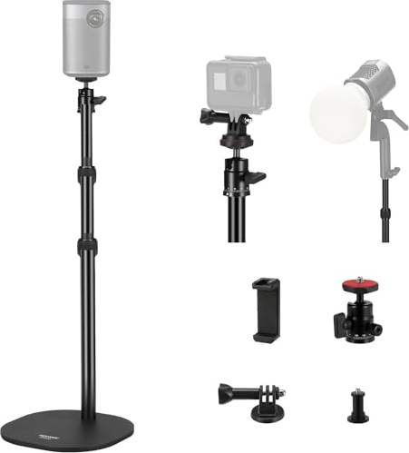 NEEWER Supporto Tavolo per Proiettore con Base Pesante, Treppiede Tavolo 40-90cm, Supporto Telefono/Action Camera, Supporto per Videoproiettore per Webcam Compatibile con XGIMI Nebula MEVO, DS006