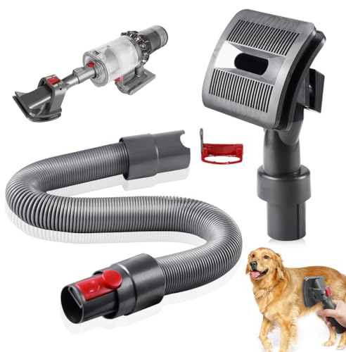 Brosse Aspirateur Chien, Brosse de Toilettage pour Chien, avec Tuyau de Rallonge et Adaptateur, Brosse Poils Animaux pour Aspirateur Dyson V7 V8 V10 V11 V15, pour Pet Toilettage Outil