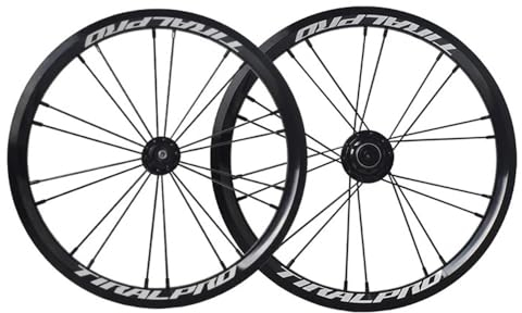 LSRRYD 14 16 Zoll BMX Faltrad Laufradsatz Scheibenbremse 412 305 Fahrrad Vorne Hinten Räder Einfacher Gang Lagernaben Mit 9T Kettenrad (Color : Black, Size : 14inch)