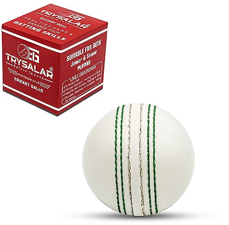 TrySalar® Soft Cricket Rubber Ball Indoor for Junior Youth Adult Training, Coaching, Practice Excellent Bounce with Durable Traditional Seams Stitched Outdoor (1 Pcs White)