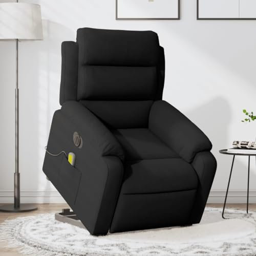 Homgoday Massagesessel mit Aufstehhilfe Elektrisch, Aufstehsessel, Relaxsessel mit Liegefunktion, Fernsehsessel, Ruhesessel Liegesessel, TV Sessel für Wohnzimmer Schwarz Samt