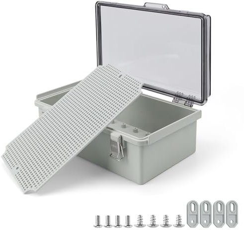 LWLWA Anschlussdose IP66, ABS Eingebettet Kabelbox, Edelstahlschnalle, Verteilerdose Aufputz, Starke Lsolierung, mit Wandmontagezubehör zum Schutz Steckdosenleiste Geliefert (260x160x100mm)