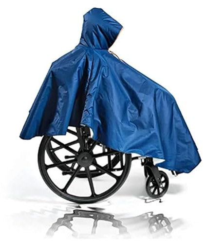Regencape Für Rollstuhlfahrer Rollstuhl-Poncho for Erwachsene, ältere Menschen, Rollstuhl-Umhang, strapazierfähig, wiederverwendbar, vollständig wasserdicht, Kapuze mit Reißverschluss vorne Rollstuhl-