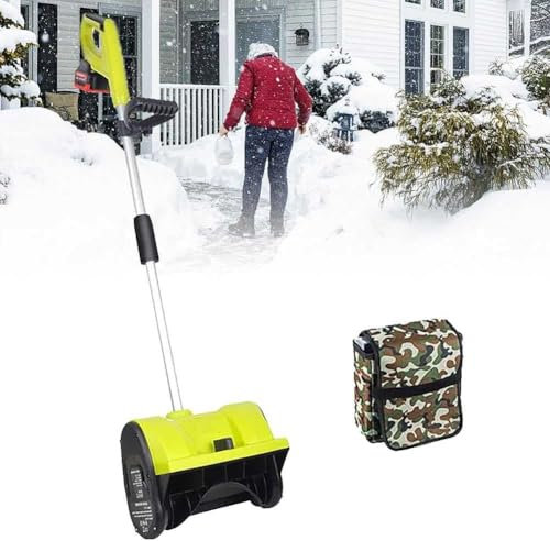 Pala de nieve inalámbrica de dirección ajustable con batería de iones de litio y cargador, ideal para despejar la entrada, patio, parque infantil y granja, pala recargable de 36 x 16 cm