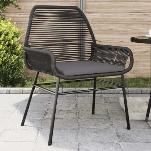 Xichuzi Gartenstühle 2 STK. mit Kissen Schwarz Poly Rattan, Gartenmöbel, Terrassenstühle, Balkon Stühle, Balkonstuhl, Garten Stühle Für Draussen - 369095
