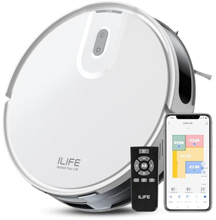 ILIFE Robot Aspirapolvere V20 SoF con navigazione laser, 5000Pa, pulizia personalizzata per peli animali e pavimenti vari, app