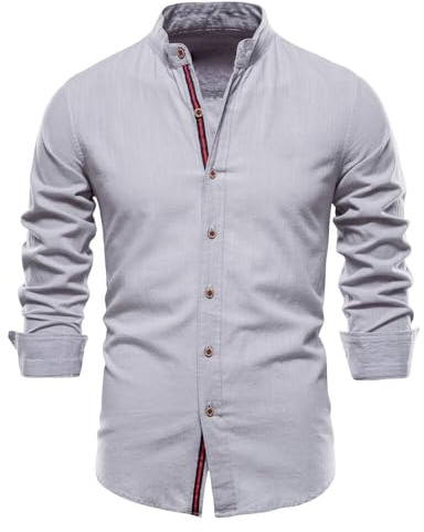 Bsrpolry Herren Hemden Button-Down-Hemden Streifen Regular Business Hemden Herbst Freizeithemden Langarmshirts Herren Freizeithemden Regular Fit Herrenhemden, #71cs-grau, M