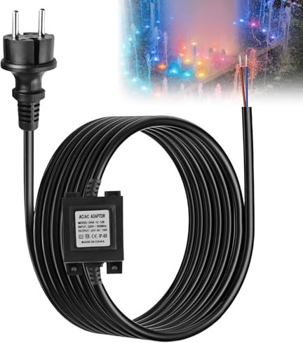 Transformateur LED 24 V AC/AC 15 W - Bloc d'alimentation extérieur 220 V 24 V avec prise - IP68 - Transformateur étanche pour éclairage LED et pompes de bassin