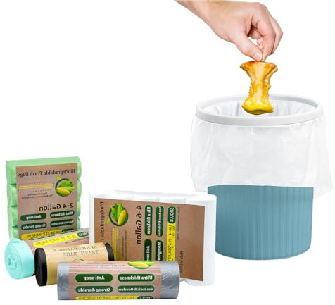 Biologisch abbaubarer Müllbeutel, kompatibel mit gewöhnlichen Mülltonnen, biologisch abbaubarer Öko-Müllbeutel, Einweg-Reinigungsbeutel für den Haushalt (weiß, 4,7 l, 15 Liter)