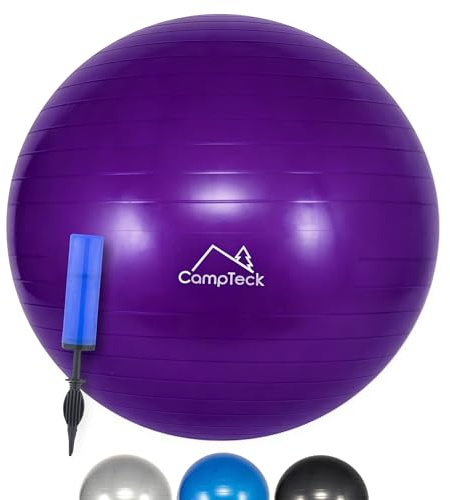 CampTeck U7291 Unisex Palla Fitness Ginnastica 65 cm con Pompa a Mano per Palestra, Yoga, Pilates - Viola