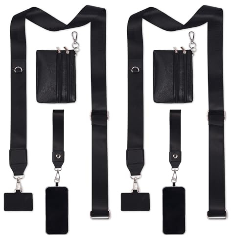 RZMAYIS Phone Crossbody Strap with Wallet Pouch, 2-Pack, Adjustable Lanyard with Zipper