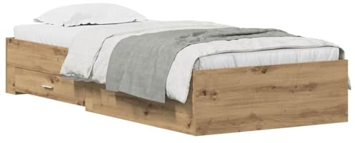 vidaXL Bettrahmen Artisan-Eiche 100 x 200 cm Holzwerkstoff | Plenty of space for your stuff, Schönes Artisan-Eichen-Finish für einen eleganten Look,