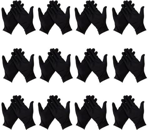Black Cotton Gloves, 12Pairs Moisturizing Gloves Cotton Glove for Eczema Safety Work Glove Cottons Gloves for Dry Hands Thickened Jewelry Inspection Gloves for Home Hotel Security Jewelry