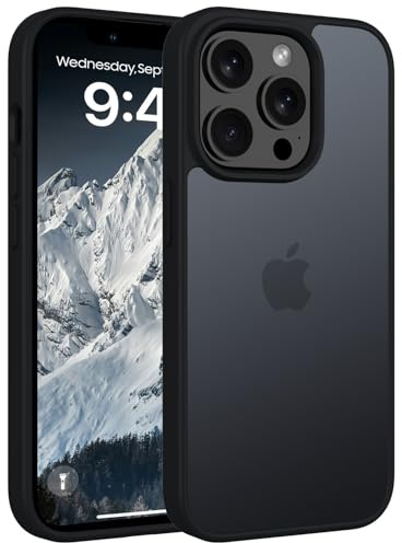 Andwing Matt Hülle für iPhone 13 Pro 6.1 Zoll Schwarz | Militärstandard FallSchutz Handyhülle,Mattierte Durchscheinende Rückseite Schutzhülle,Anti-Fingerabdruck Kratzfest Haltbar