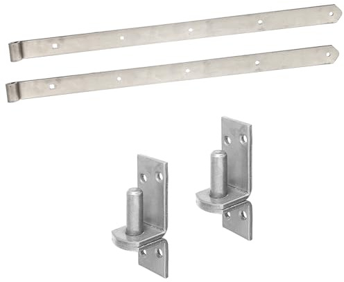 siwitec Ladenband 800 mm, 2er Set mit engen Kloben, Ø16 mm, Edelstahl, gerade/abgerund., Türband, Tür Scharnier Set, Torband für Gartentore