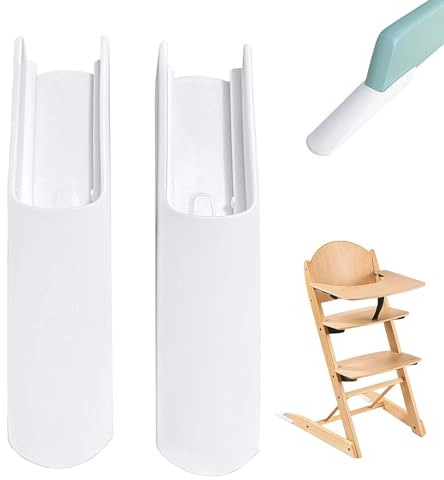 KLINNA 2 Stück Erweitertes Gleiterset für Stokke Tripp Trapp Hochstuhl | Zubehör als Kippschutz und Sicherheit Fußabdeckung | Rutschfeste Verlängerung Beinpolster für Babystuhl （Weiß）