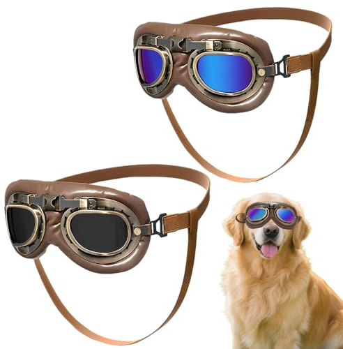 XFSRG Occhiali da Sole per Cani di Taglia Grande Occhiali Moto Cane Occhiali per Cani alla Moda Accessori per Cane in Stile Vintage