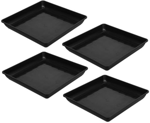 ROMISBABA Sottovasi per Piante in Plastica 4 Pezzi, Vassoio Raccogli Gocce per Vasi da Interno e Giardino, Resistente in Pp Nero per Vaso Quadrato 22 Cm, Protezione Pavimenti e Superfici