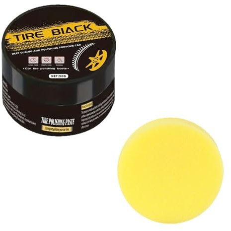 High Gloss Car Tire Renewal Polish 50g With Sponge Long Lasting Car Tires Protectant For Deeping Cleaning & Defense Anti Oxidation Tire Treatments