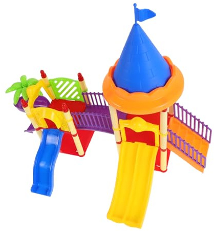 Garneck Spielplatzmodell mit Rutsche Kleines Bauspielzeug für Puppenhaus Sandkasten-Accessoire Farbenfrohe Kinderspielzeug-Dekoration für Indoors und Outdoors