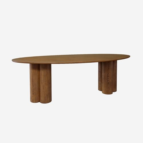 Alice's Garden sweeek - Table à Manger Ovale Bois d'hévéa et placage chêne Noyer 8 Places 220cm - Leonore