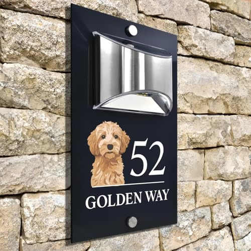 Plaque De Numéro De Maison Personnalisée Avec Éclairage Solaire, Plaque De Porte Lumineuse Personnalisée Avec Photo, Signage D'adresse Extérieure Étanche(18 * 32cm)