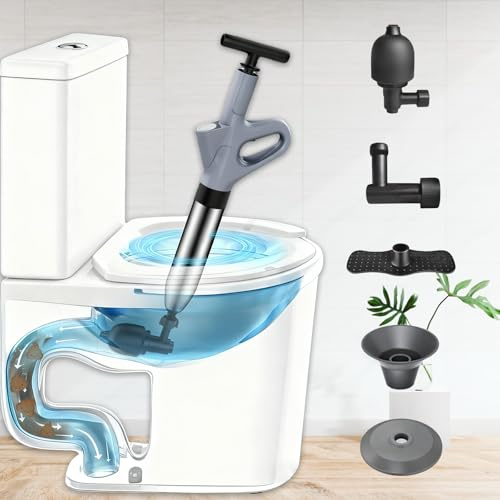 Nuoyiman Heavy Duty Toilet Unblocker - Toilet Plunger, High Pressure Plunger Kit, Unblocker Heavy Duty Toilet Plunger with 360° Unclogging Head & Visual Barometer for Bathroom Toilet Sink Floor Use