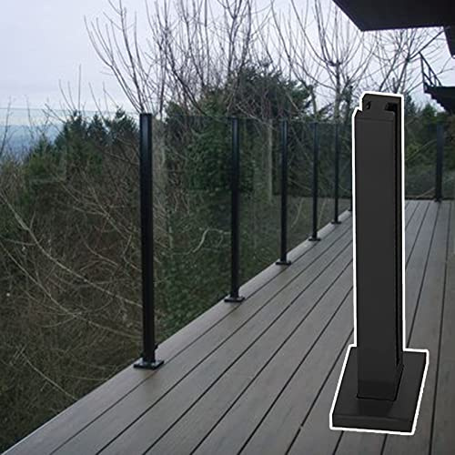 Balaustra nera per ringhiera in vetro – palo di sicurezza quadrato per esterni cemento o legno balcone recinzione il Supportand Design elegante