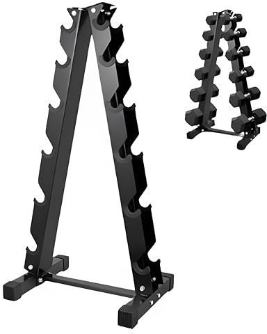 FROOBY 6 Tier Dumbbell Rack Heavy Duty Steel Weight Stand Tree, Vertical Dumbbell Rack 200KG Capacity Storage Holder A-Frame Hex Wide Dumbbell Organiser, Home Gym, Space-Saving Fitness Weight Storage
