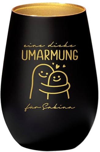 Umarmung Windlicht personalisiert Gute Besserung Geschenk Freundin Genesungsgeschenk Frau Teelicht Kerzenglas mit Gravur (Schwarz)