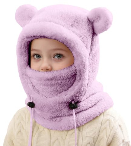 Gorro Bebé Invierno 3 En 1 Pasamontañas Térmicos Niño Niña 3-10 Años Cálido Bufanda con Capucha Pequeños Sombrero Y Máscara Set Suave Balaclava