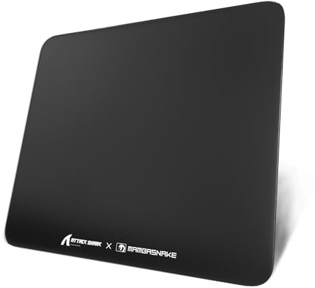 ATTACK SHARK CM05 Gaming-Mauspad Aus Gehärtetem Glas, Ultraglatte Oberfläche, 9H Gehärtetes Glas, 17.72 * 15.75 * 0.2inch, Stoßfest, rutschfeste Mausmatte - Schwarz