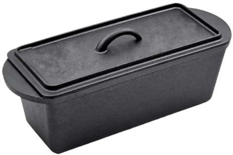 Molde for pan de hierro fundido sin recubrimiento con tapa, molde for tostadas cuadrado y Rectangular de 14x5 pulgadas for pan, pastel, sándwich, horneado de cocina DIY