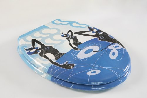 ADOB WC Sitz Klobrille Motiv DJ, messingverchromte Scharniere, Blau