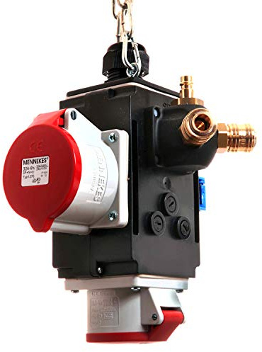 as - Schwabe MIXO Energiewürfel - Hängeverteiler - Stromverteiler - 60751 | 1 CEE Steckdose (400V/32A/5-polig) und (400V/16A/5-polig), 1 Schutzkontaktsteckdose (230V/16A)- Druckluftanschluss - IP44